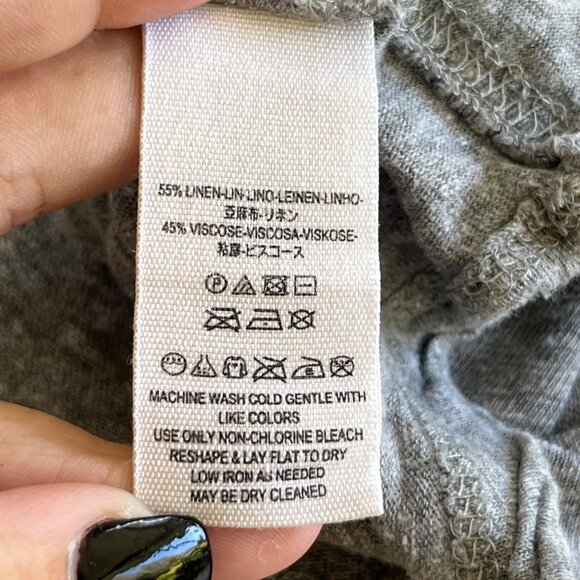 We The Free People Weekend Linen Blend Relaxed Fit Crop T Shirt in Grey Size M - Picture 9 of 9